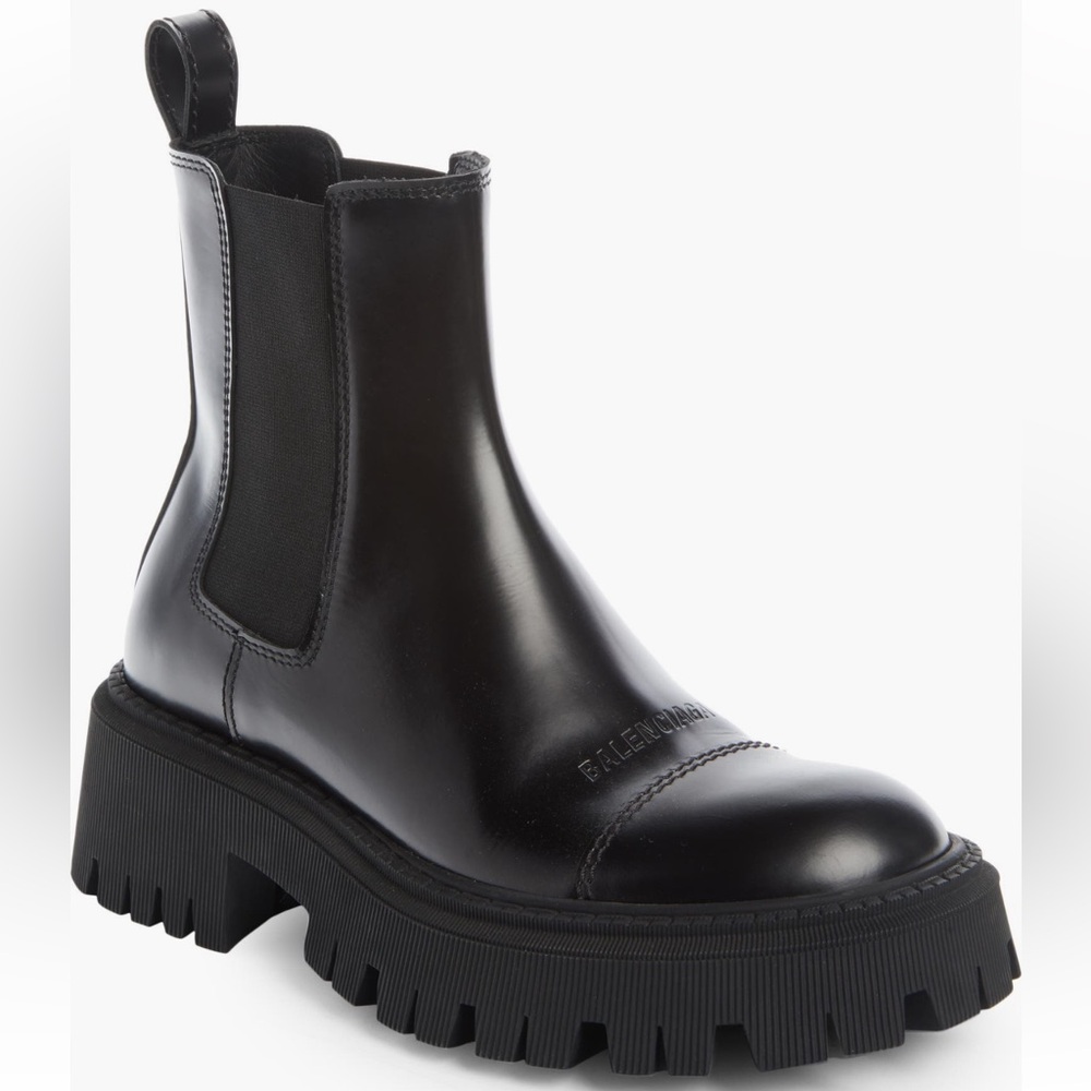 Authentic Balenciaga Tractor Chelsea Boot Black 40 Leather Made in Italy